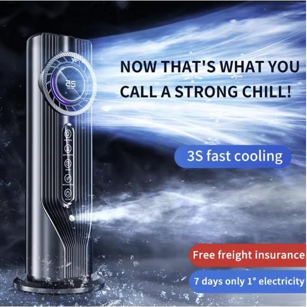 SMARTCOM AC Portable Tower Fan Kipas Angin Standing Bladeless Air Fan Cooling LED Display