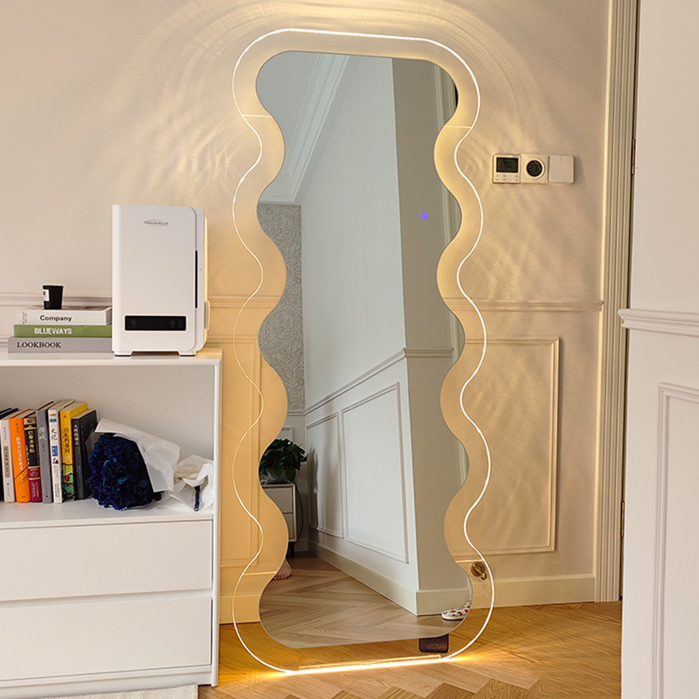 Irregular Lamp Full Length Mirror Nordic Standing Design Aesthetic Full Body Mirror Funky Macrame Me