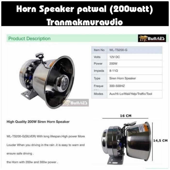Ready Speaker sirine patwal TS200-N (200watt) Bulat