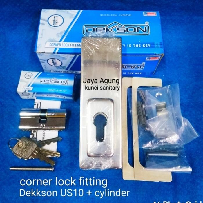 Kunci Pintu Kaca Bawah patch Fitting Dekson US 10 + Cylinder Dekson