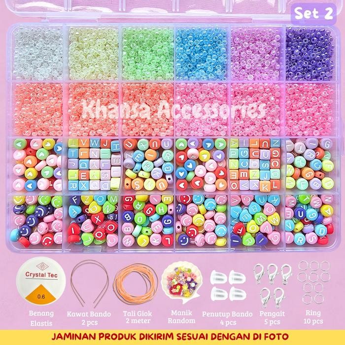 

New DIY Manik Manik Set Lengkap Gelang Aesthetic - DIY Craft Kit Manik Manik Pasir - Meronce Manik