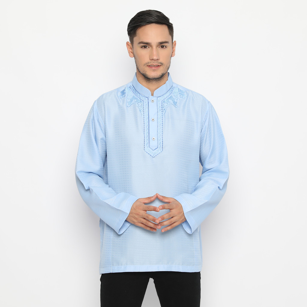 SHOHIB BAJU KOKO LENGAN PANJANG ARMAND BIRU MUDA