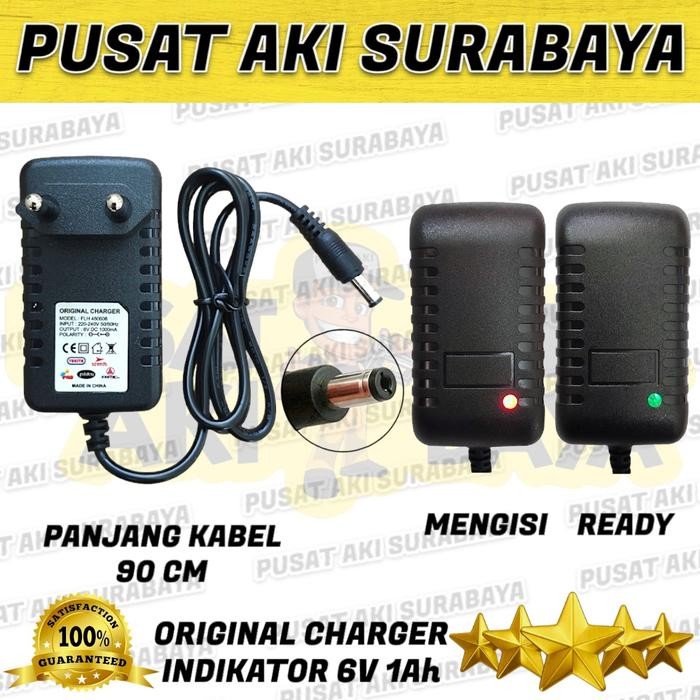 MJ ORIGINAL CHARGER 6 VOLT ADAPTOR MOTOR ANAK MOBILAN AKI PMB VESPA PLIKO