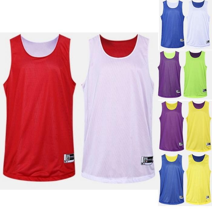 fb17- Atasan Jersey Basket Polos - Reversible/Bolak-Balik - Pria/Wanita