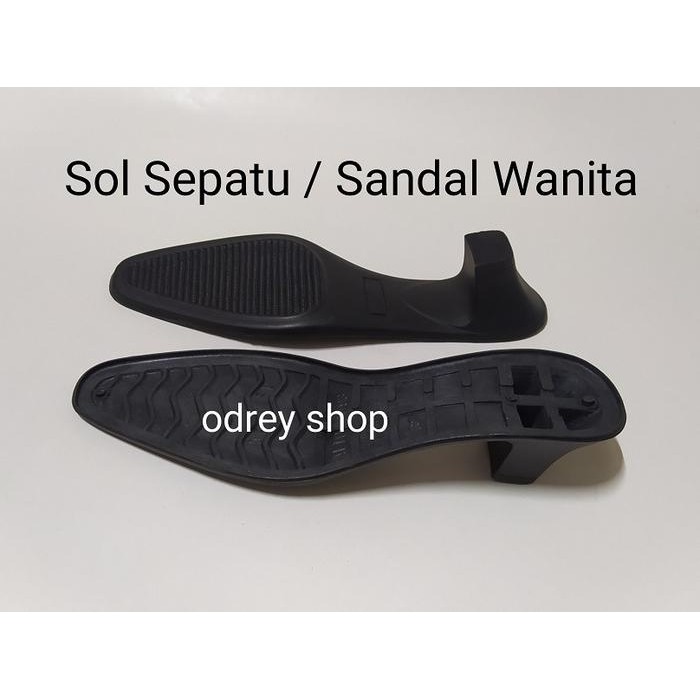 DISKON Sol Sepatu Hak Wanita Sol Sandal Odrey Ujung Lancip Wanita hak 5 cm Hitam Bahan PVC