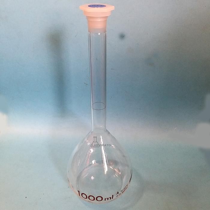 Labu Ukur 1000Ml Iwaki Labu Volumetri Pp Stopper Tutup Plastik