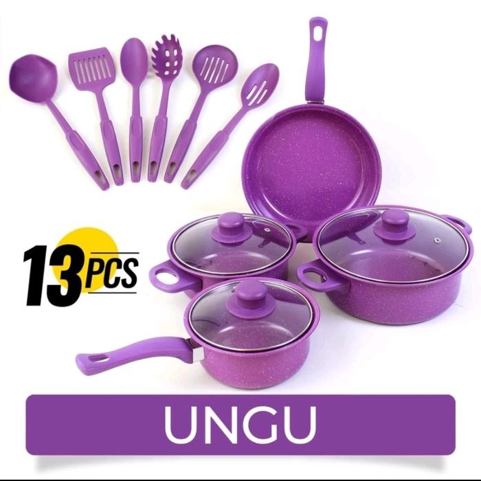 cookware panci set wajan penggorengan spatula set isi 13pcs 1 set frypan