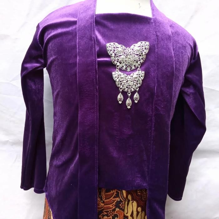 ASLI Kebaya Bludru Kutu Baru Anak Warna Ungu Set Jarik Batik Cantik READY STOCK