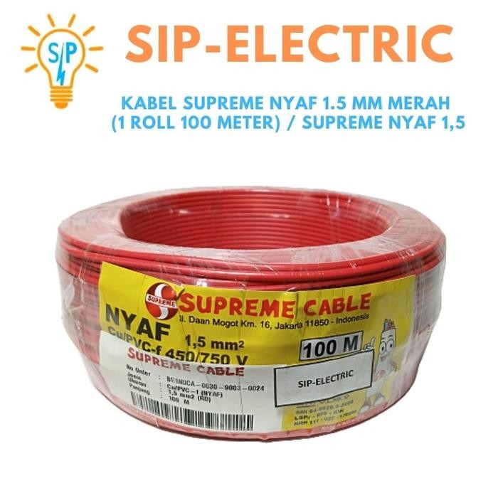 Kabel Supreme Nyaf 1.5 Mm Merah (1 Roll 100 Meter) / Supreme Nyaf 1,5