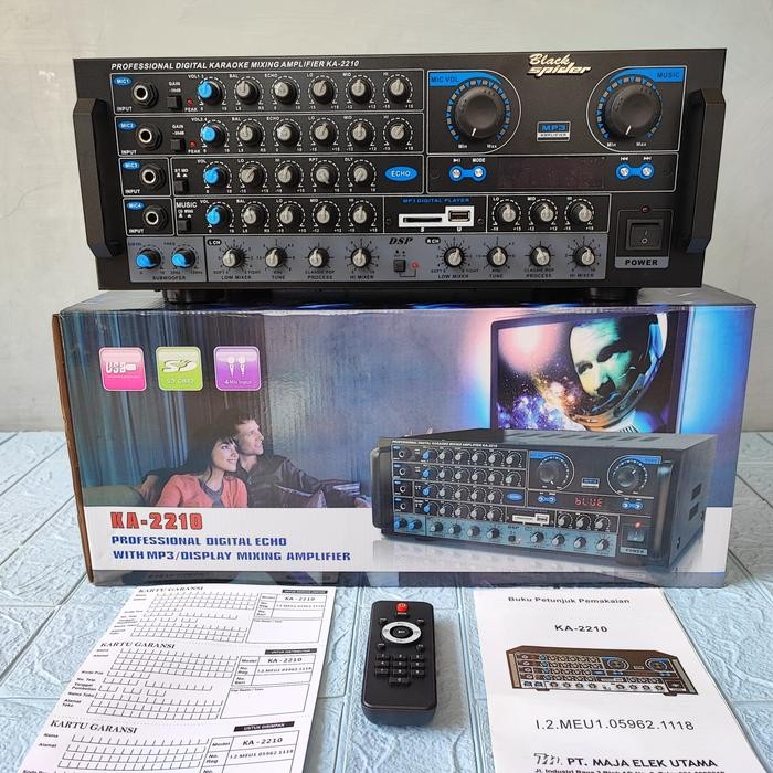 Power Ampli Mixer Black Spider KA-2210 USB Bluetooth BBE Echo
