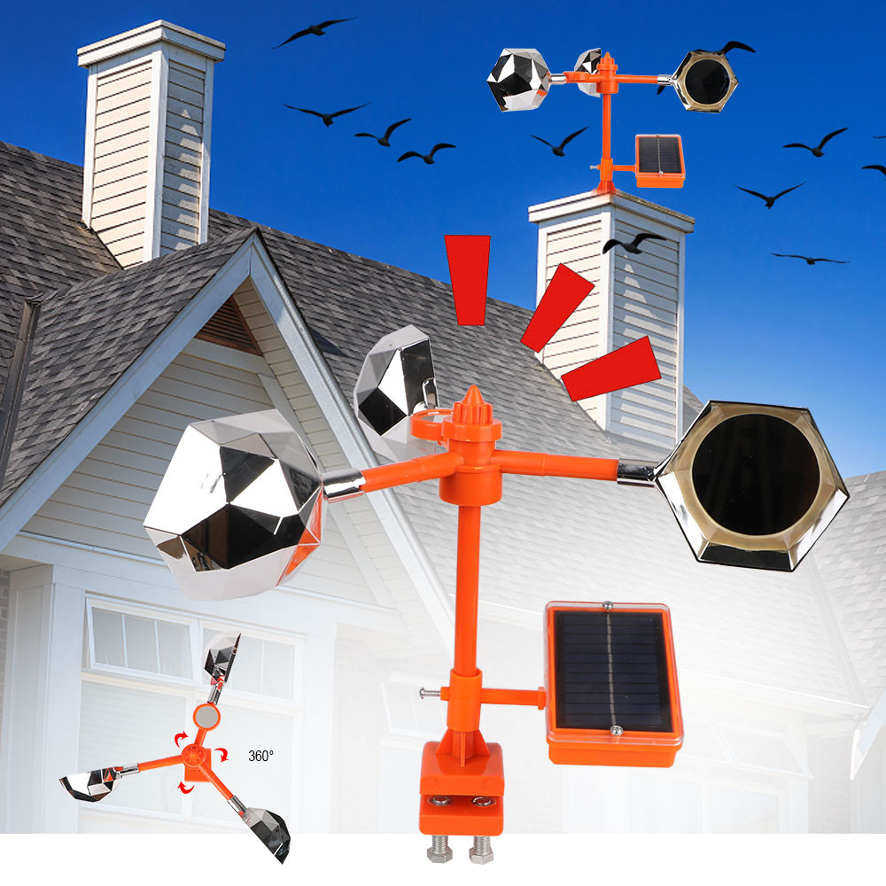 BARU Solar Reflective Bird Repeller Driving Device for Outdoor Garden 360° Wind Power Birds Repeller