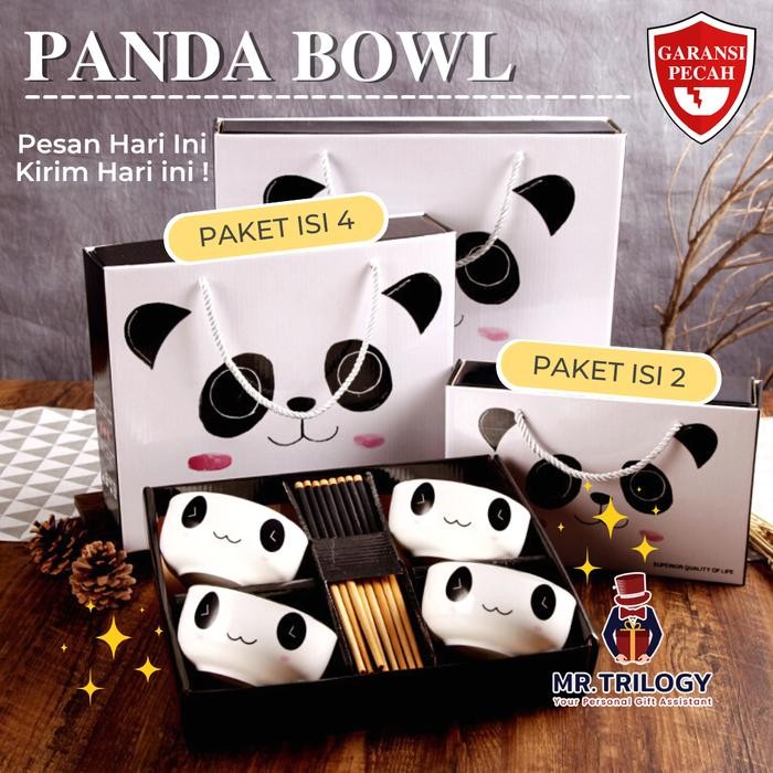 Hampers Mangkok Jepang Panda Set Makan Keramik Sovenir Pernikahan Lucu Aestetik Kado Arisan We Bare