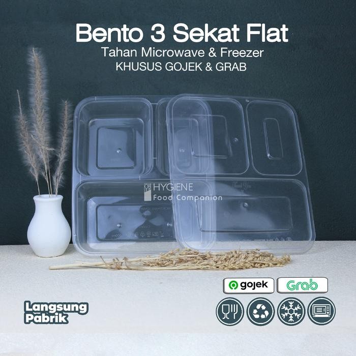 Thinwall Bento Sekat 3 Plastik - Food Container Bento Thinwall Premium