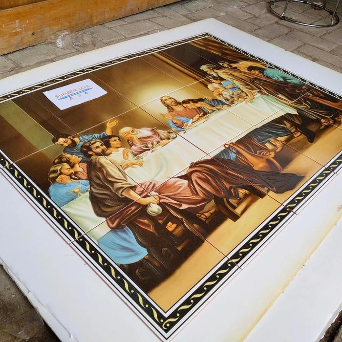 Keramik Panel Perjamuan Kudus Yesus 15 X 20 X 25 Termurah Terlaris