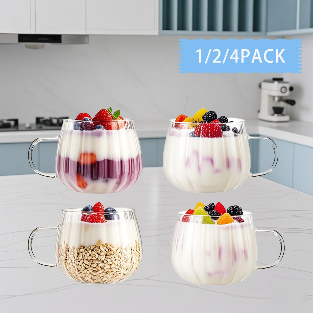 1/2/4Pcs-450Ml Stripesd Glass Transparent, Pumpkin Stripesd Glass For Coffee, Juice, Cold Drink,