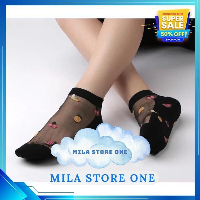 KAUS KAKI WANITA CUTE ULTRATHIN TRANSPARENT CRYSTAL LACE KAOS KAKI MOTIF SOCKS 06S KUALITAS TERBAIK