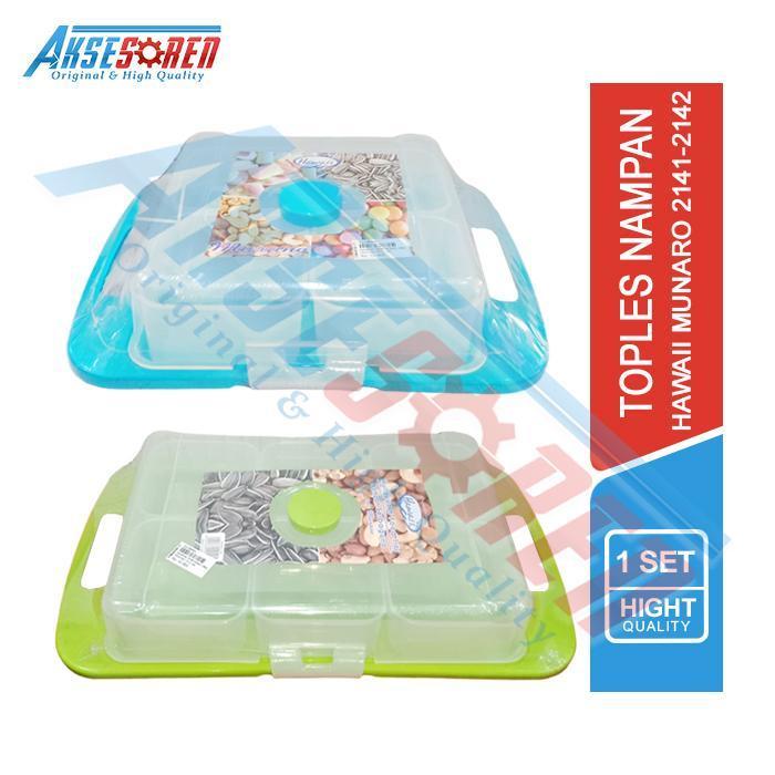 Aksesoren Toples Nampan Hawaii [Munaro 2141/2142] / Food Storage 1 Set / Tempat Kuaci Permen Plastik