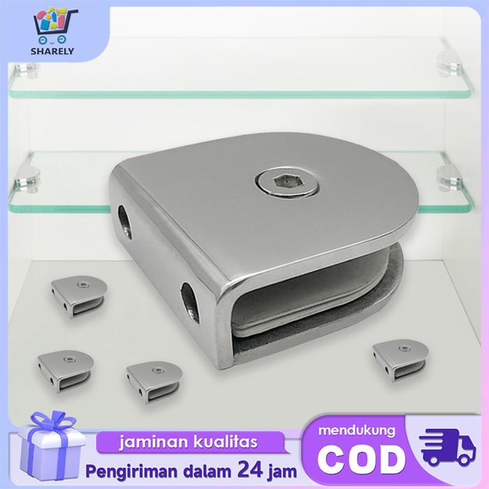 Penjepit Kaca Stainless Glass Clip Dinding Penjepit Sudut Kaca Jepitan Kaca Logam
