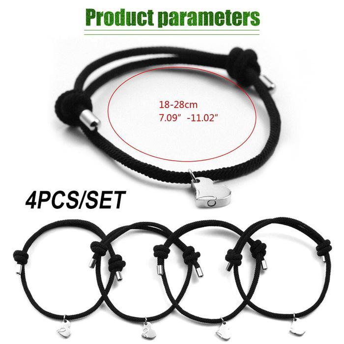 4Pcs Gelang Pasangan Best Friend Magnet Bracelet Gelang Persahabatan 4 Orang Magnet