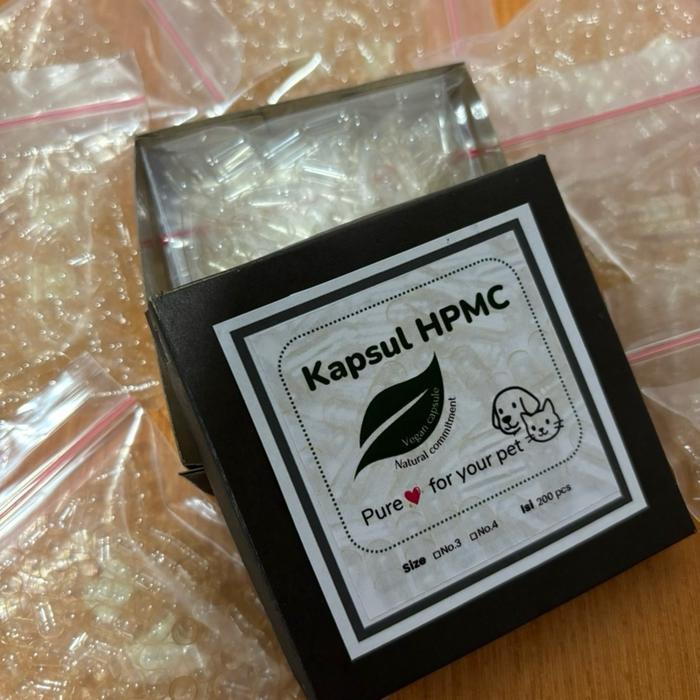 KAPSUL KOSONG VEGAN NO 4 HPMC HIDROKSIPROPIL METILSELULOSA SPLIT TRANSPARAN VEGAN 200 PCS