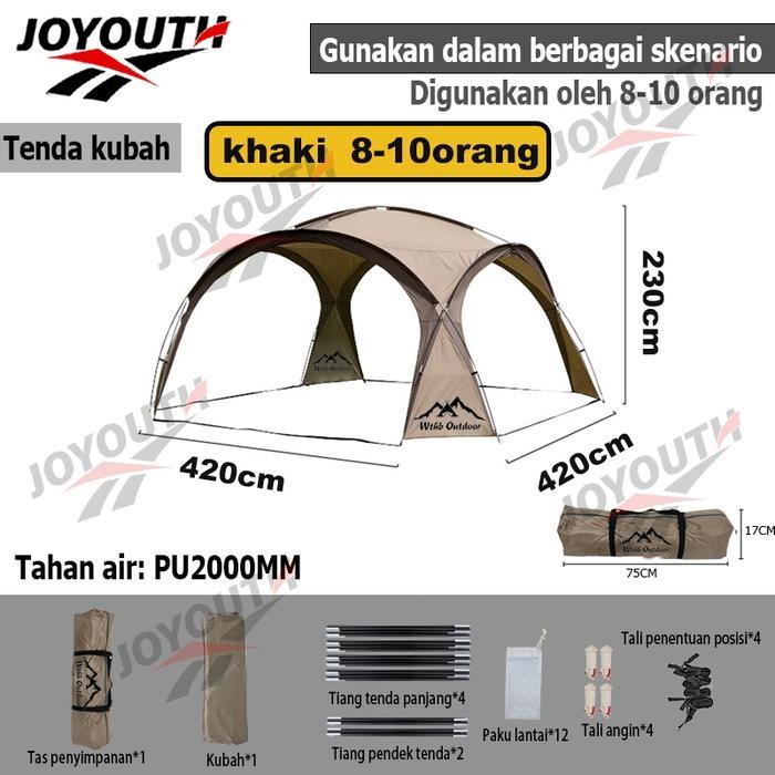 JOY Tenda Dome Camping 8-10 orang Tenda Dome Otomatis Anti Air & UV Tenda Kanopi Besar Outdoor Tenda