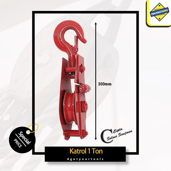 1 Ton Katrol Bangunan Besi Heavy Duty 1 Ton Katrol Derek Manual Kuat untuk Angkat Timba Cor Sumur &