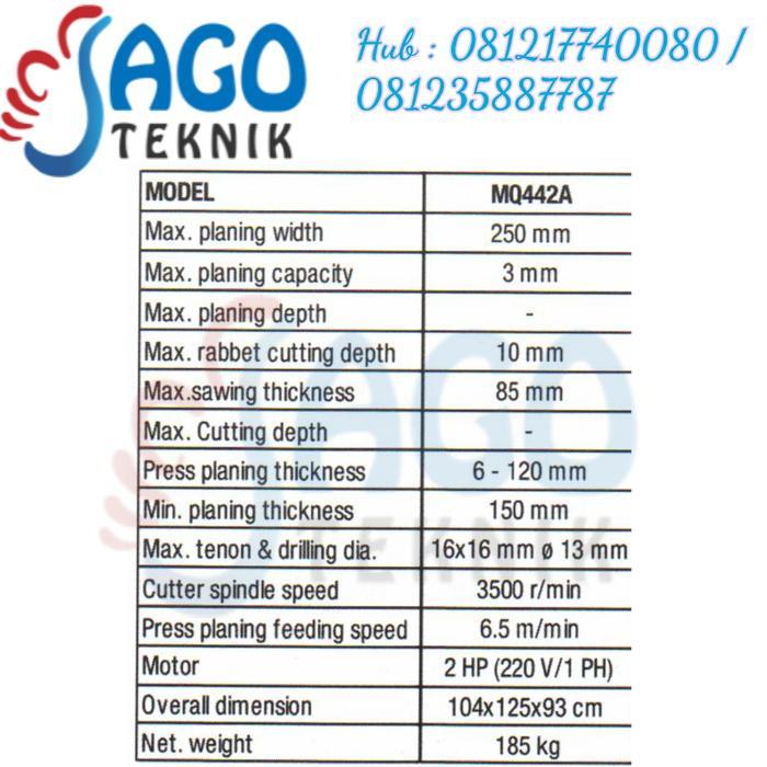 Premium Mesin Kayu Oscar/Bench Autoplaning Multifunction Mq442A / Mq 442 A Autentik