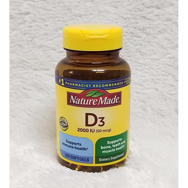 Nature Made D3 2000 IU 50 mcg Suplemen Kesehatan Tulang Gigi Otot dan Imun 220 Tablet USP
