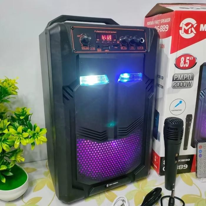 New Speaker Bt Brain Power QS-889 + Mic + Remote Control Wireless