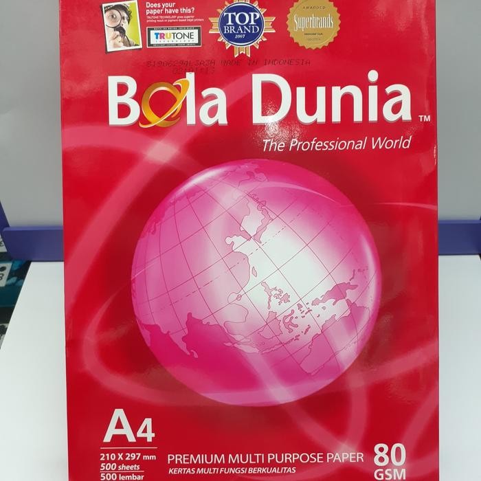 

NEW PRODUK KERTAS HVS PHOTO COPY & PRINT BOLA DUNIA A4 210 X 297MM 80GSM WARUNG ARA67