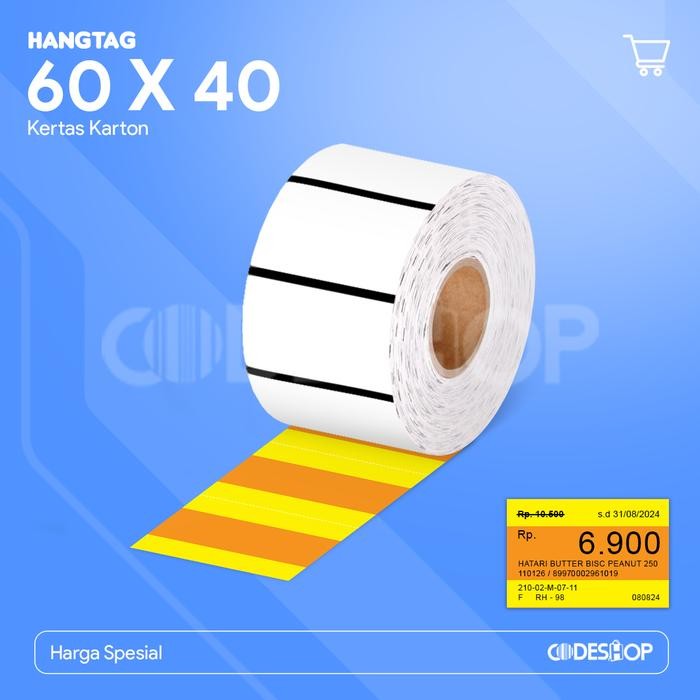 

Codeshop Kertas Price Tag Karton 60 x 40 mm 1 Line Blackmark Label Harga Minimarket