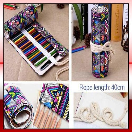 

TAS PENSIL GULUNG CANVAS MULTIWARNA CANTIK 48 SLOT 20 X 56CM - CASE