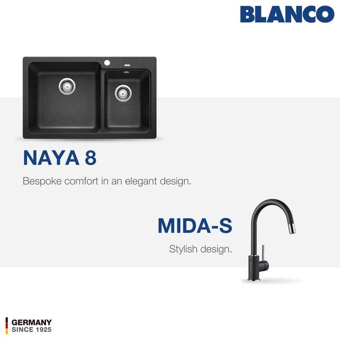 Kitchen Sink Bak Cuci Piring Granit 2 Lubang BLANCO Silgranit NAYA 8 - Paket Kitchen Sink dan Keran