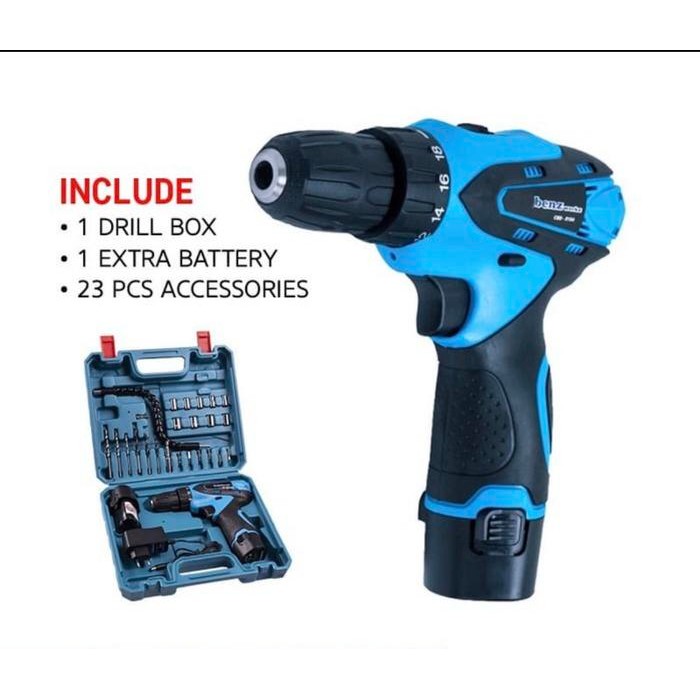 Mesin Bor Cas 2Baterai 12V Bor Cas 2 Baterai 10Mm Bor Cas Bateray 10 M