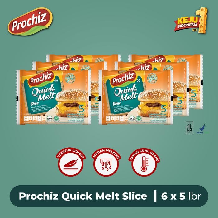 

Pilihan- Keju Prochiz Quick Melt Slice 5'S Paket 6 Pcs