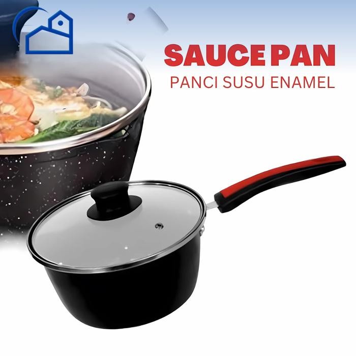 Panci Kuah Sup Enamel 20 Cm Sauce Pan Anti Lengket With Tutup - 4020/2001
