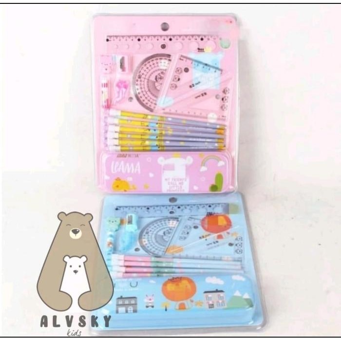 

OJ STATIONARY SET FREE KOTAK PENSIL / PAKET ALAT TULIS SET ANAK SEKOLAH Penghapus Rautan