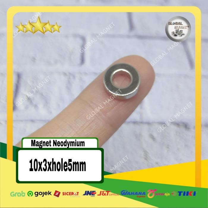 New Magnet Neodymium Ring 10x3mm (lubang hole 5mm) N52
