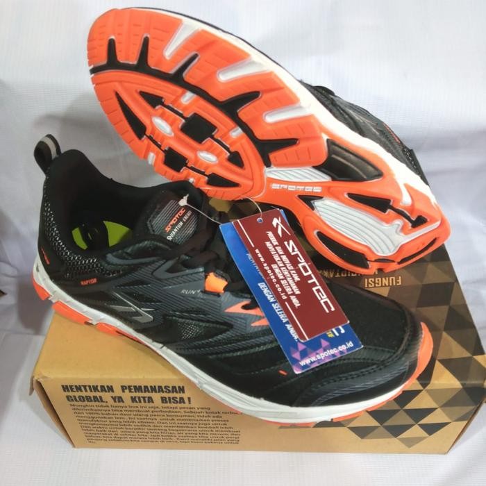 NEW sepatu running pria Spotec raptor original hitam/orange SALE