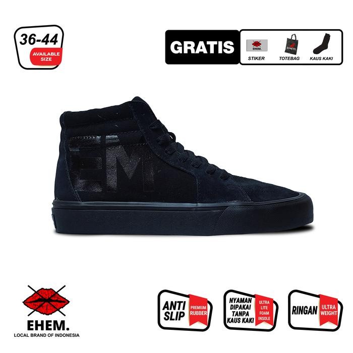 Brodo - Sepatu Sneakers Unisex Pria Wanita Attractive High Full Black