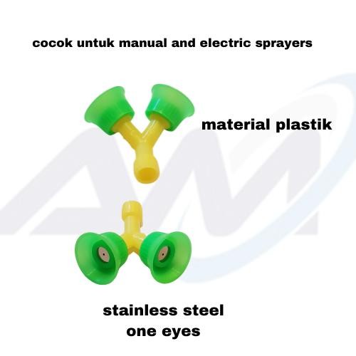 Nozzle plastik sprayer manual elektrik double 2 head kepala Y-type