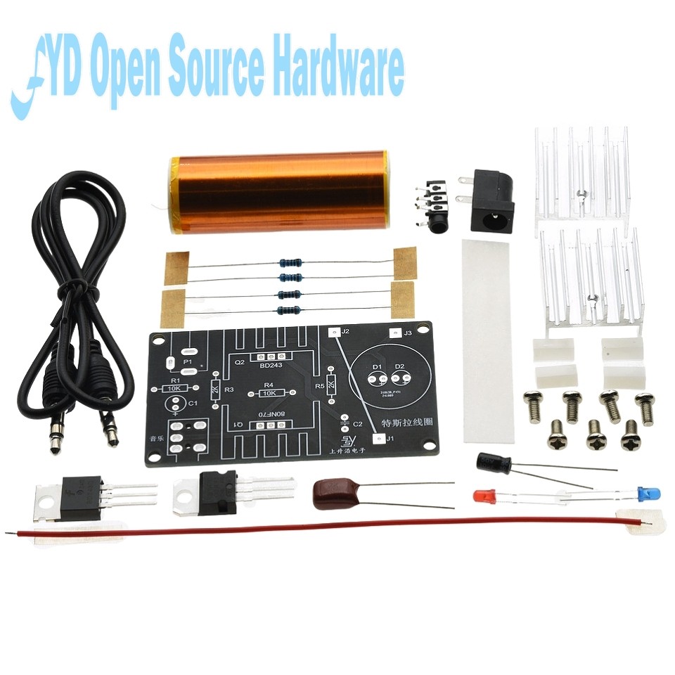 DC 15-24V DIY Kits Mini Tesla Coil Kit 15W Mini Music Tesla Coil Plasma Speaker Tesla Wireless