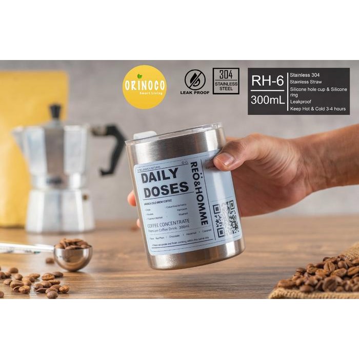 FCR0  Orinoco Gelas Mug Stainless Coffee Rh-6 Withstraw Stainless Leakproof