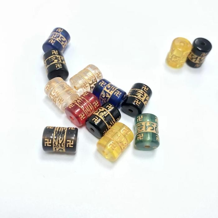 Manik Manik Batu Tibet Tabung Bahan Craft Gelang Batu Tibet Mantra