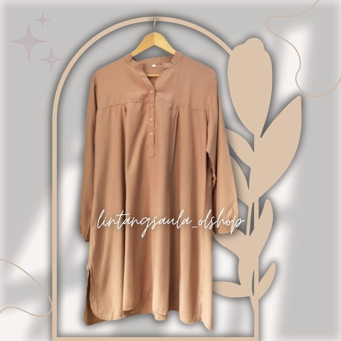 Tunik Polos Viscose Jumbo Coklat Susu