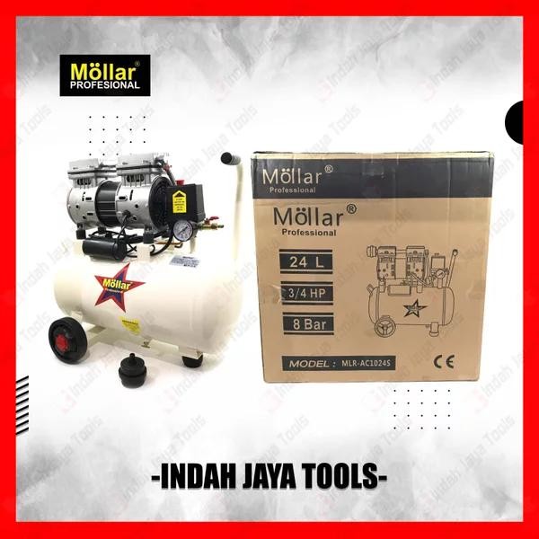 MOLLAR AC1024S KOMPRESOR ANGIN SILENT 3/4 HP 24 LITER OILLESS OILESS