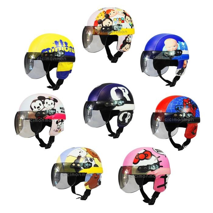 Helm Retro Anak Usia 2-6 Tahun Karakter Imut Lucu Berkualitas