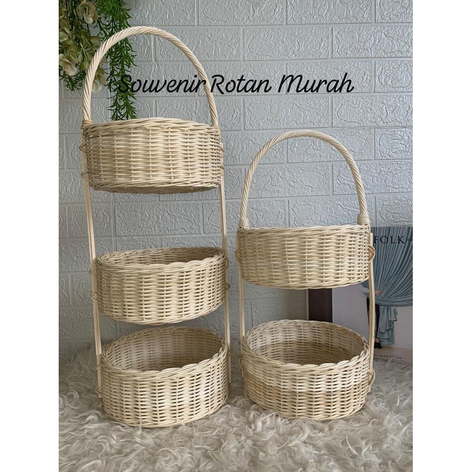 Keranjang Bumbu Rotan/Rak Bumbu Rotan/Keranjang Bawang Susun 3 Terlaris