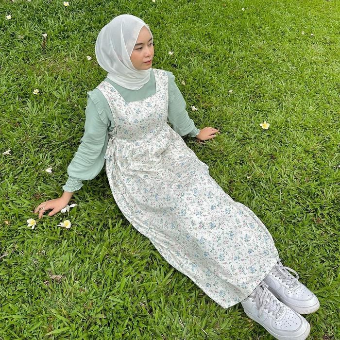 080j- Himari Dress Midi Tunik Vintage Korean Style - Haraskirt Madebyhara (Barley) Muslim