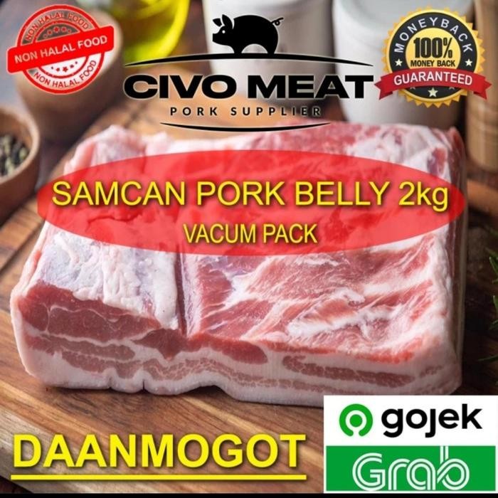 B2B2Lansungkirim- Samcan Babi Kulit / Pork Belly Whole Cut Utuh 2 Kg Untuk Babi Panggang